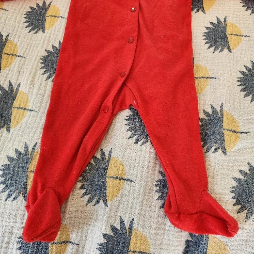 Baby B'Gosh Vtg Embroidered Logo Footie Sleeper Red Medium 19lbs Long Sleeve